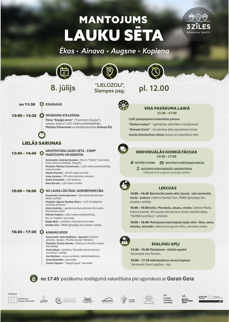 Pasākuma programma zemkopju saietam "3 ZĪLES". 