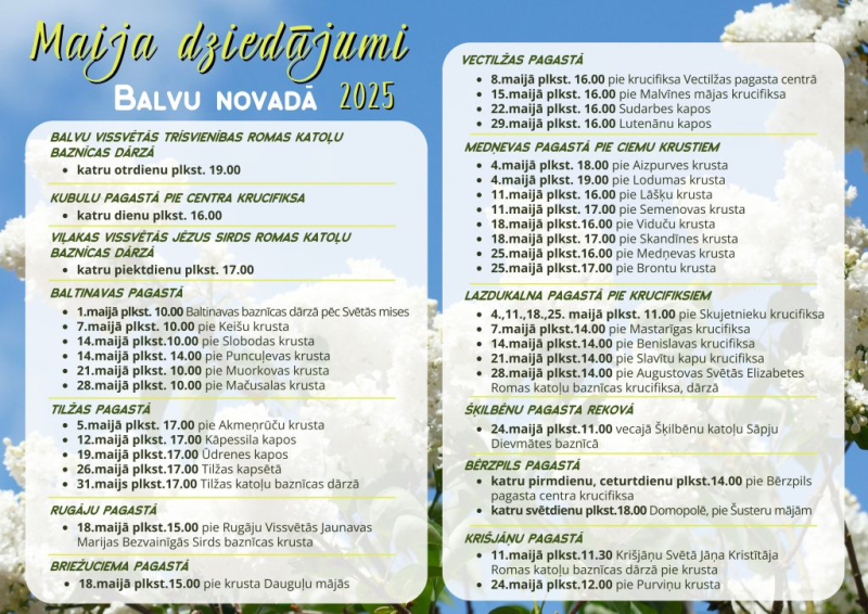 Maija dziedājumi Balvu novadā 2025.gadā