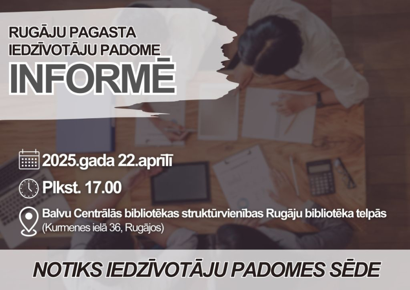 22.aprīlī notiks Rugāju pagasta Iedzīvotāju padomes sēde