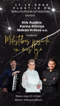 Attēlā redzami trīs mūziķi.
