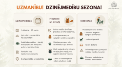 dzinējmedību informatīvs plakāts 
