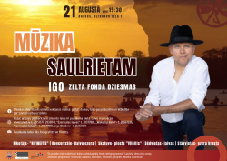 Brīvdabas koncerta ''Mūzika saulrietam'' afiša. Attēlā redzams dziedātājs, vīrietis Igo Fomins. Ar melnu hūti galvā, baltā kreklā. Fonā ezers un saulriets.