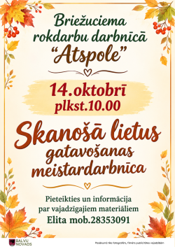 Rudens lapas fonā, afiša skanošā lietus meistarklasei 