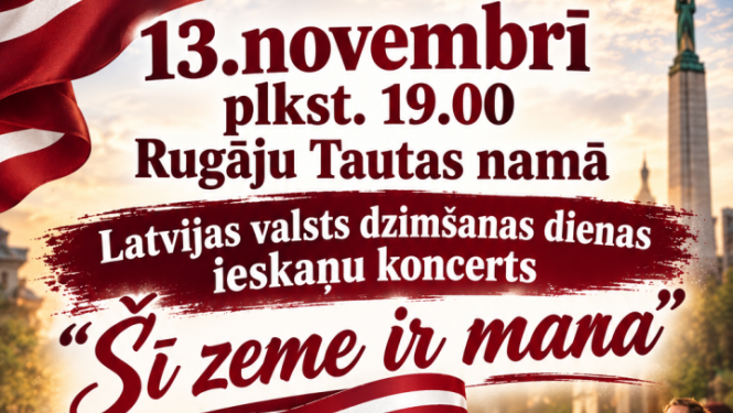 Attēlā redzami cilvēki, kas dzied un dejo tautu tērpos.