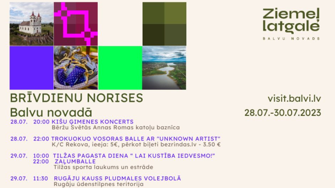 Brīvdienu norises Balvu novadā 28. – 30.07.
