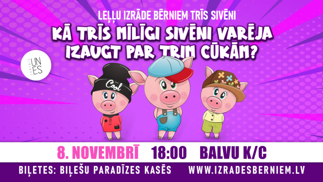 AFIŠA_Leļļu izrāde bērniem un vecākiem ''Trīs sivēni''