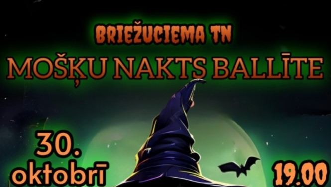 Attēlā redzams melns kaķis ar raganas cepuri, ķirbji.