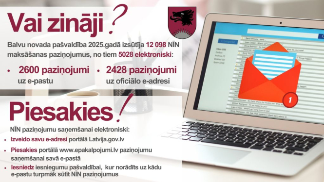 Saņemiet nekustamā īpašuma nodokļa paziņojumus elektroniski oficiālajā elektroniskā adresē!