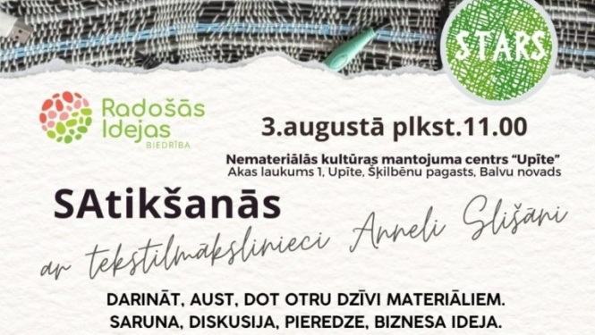 Afiša_Satikšanās ar tekstilmākslinieci Anneli Slišāni