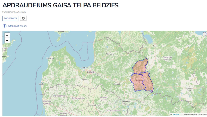 Paziņojums par apdraudējuma gaisas telpas beigšanu