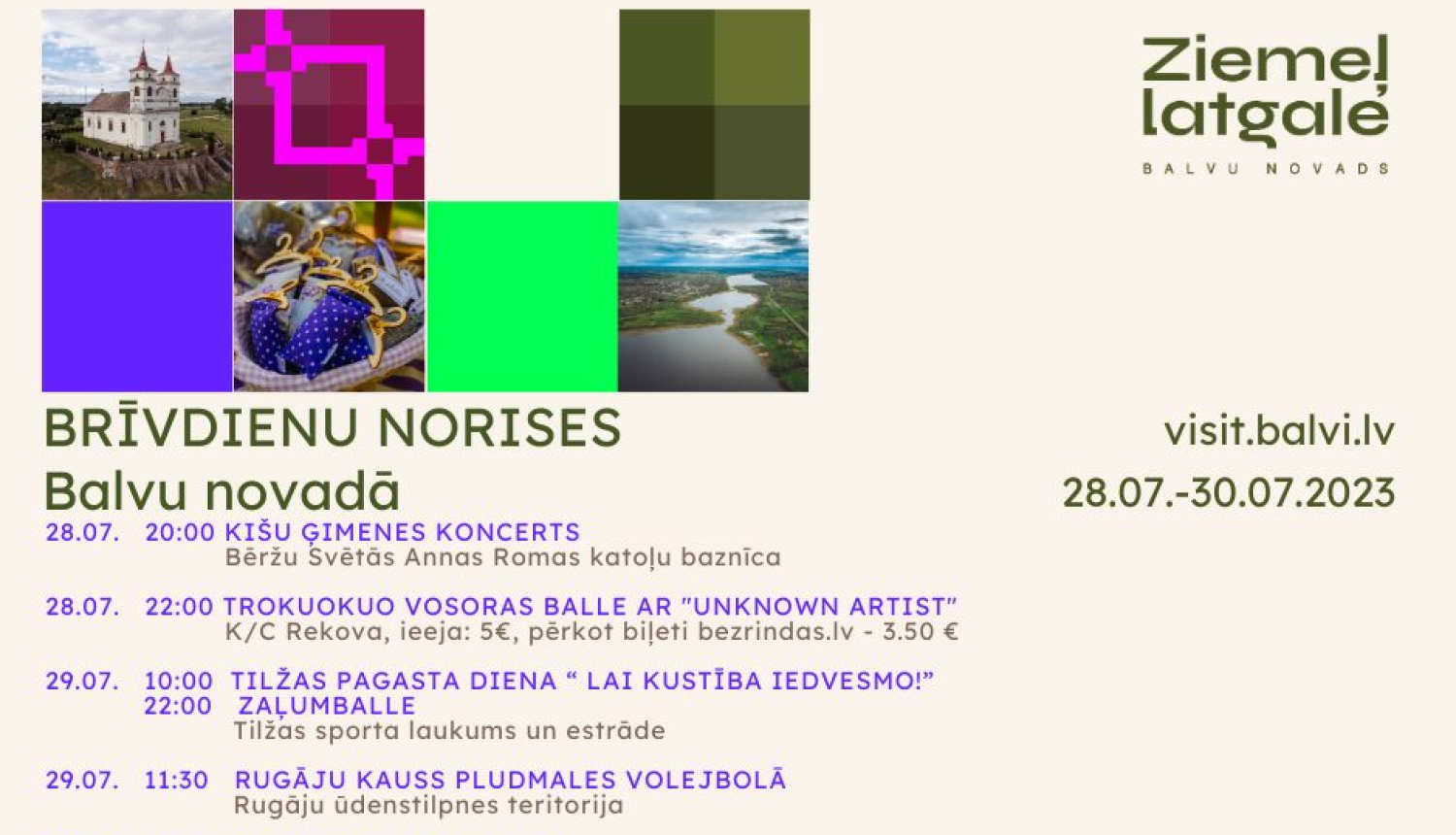 Brīvdienu norises Balvu novadā 28. – 30.07.