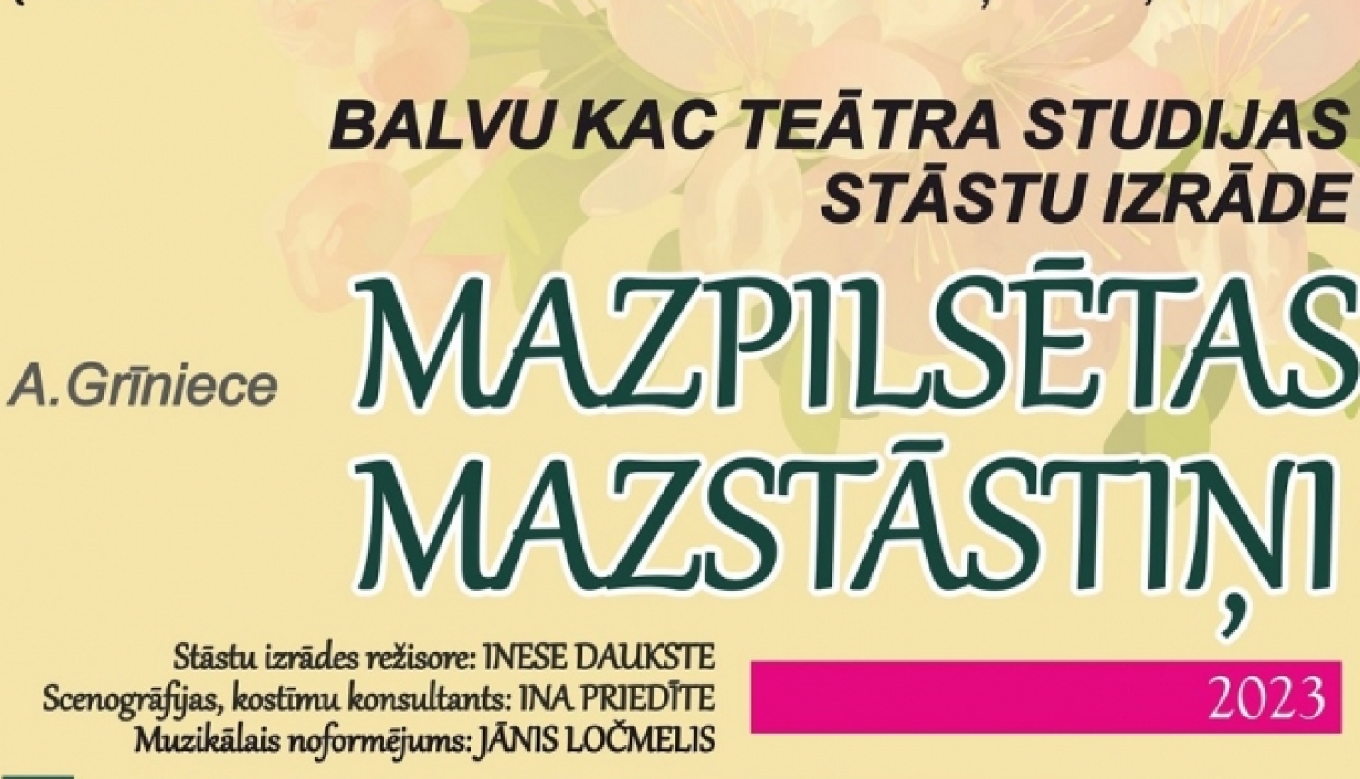 Balvu Kultūras un atpūtas centra Teātra studijas stāstu izrāde ''Mazpilsētas mazstāstiņi''