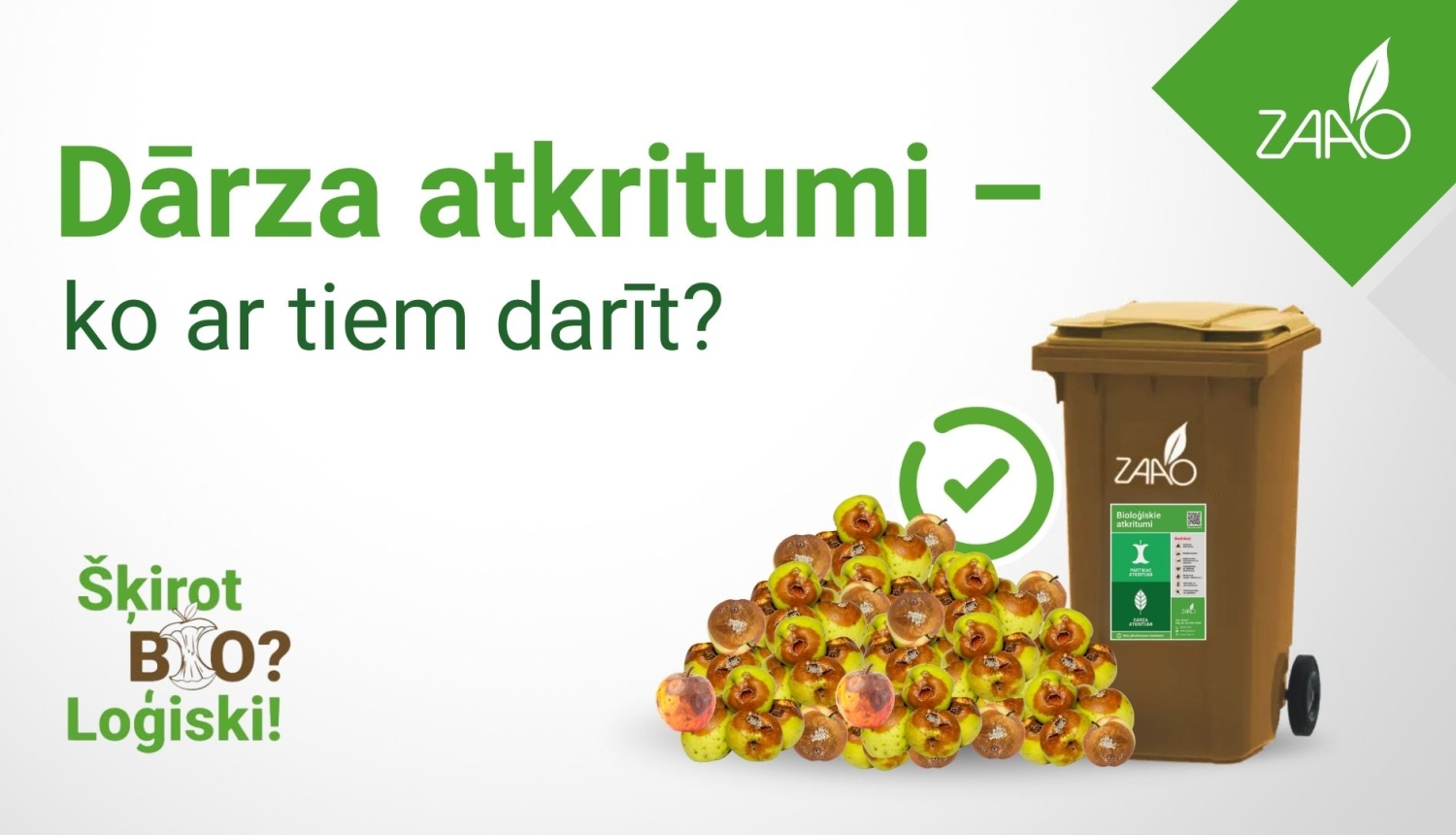 Attēlā redzama atkritumu tvertne ar dārza atkritumiem.