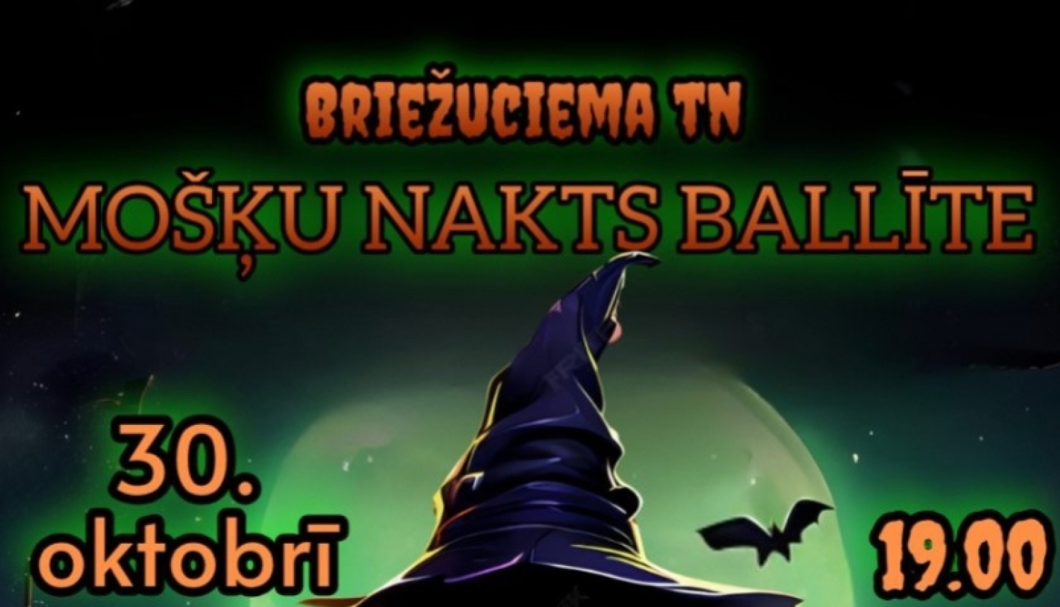 Attēlā redzams melns kaķis ar raganas cepuri, ķirbji.