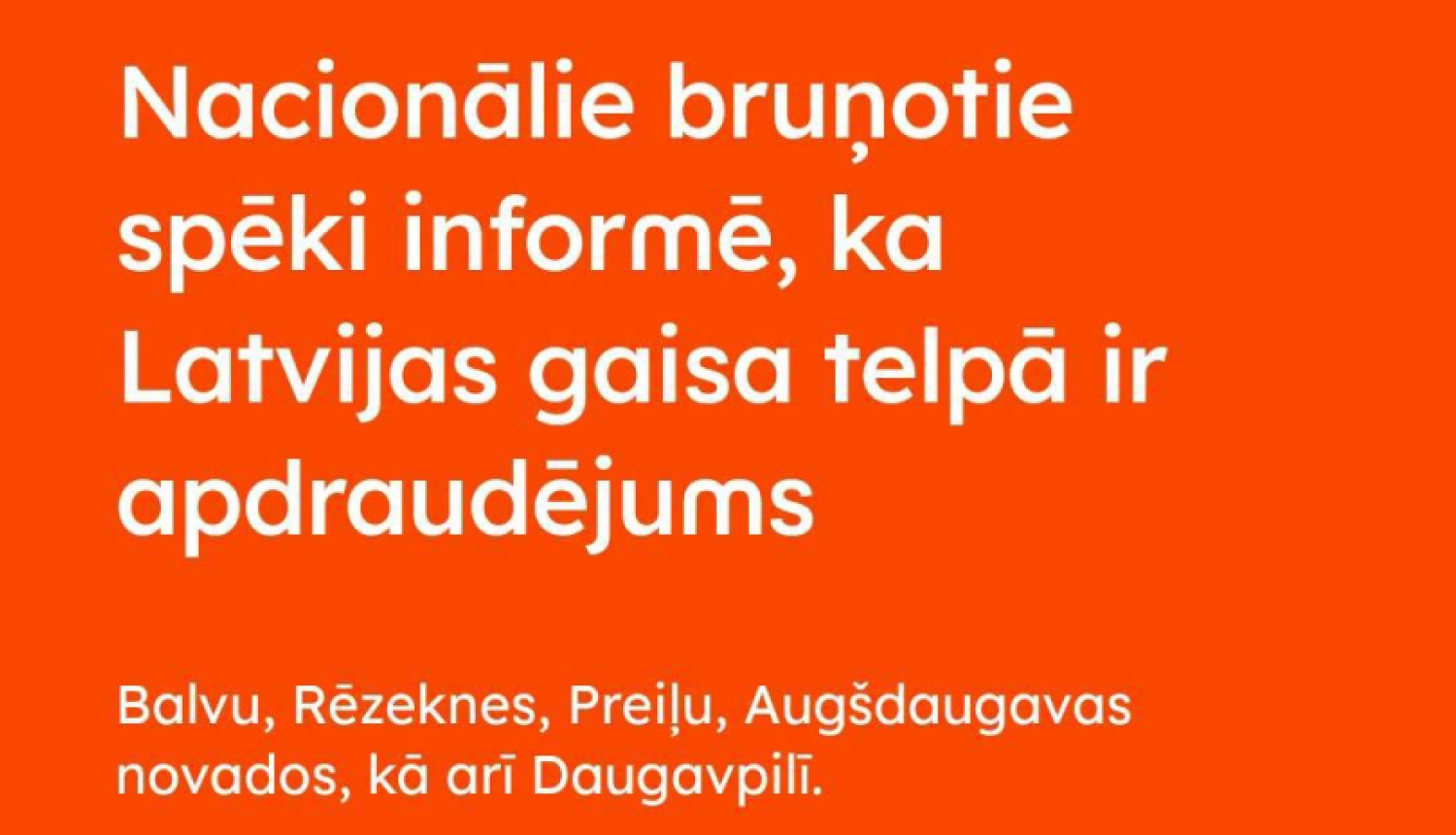 NBS izludinātais oranžais brīdinājums