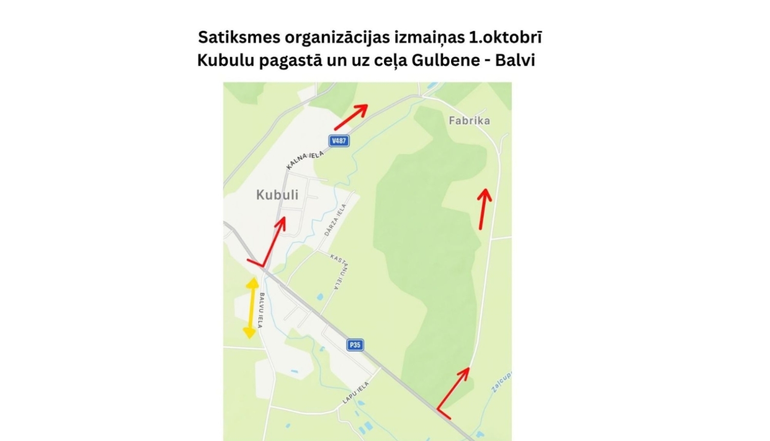 Kubulu pagasta karte un satiksmes ierbežojumi