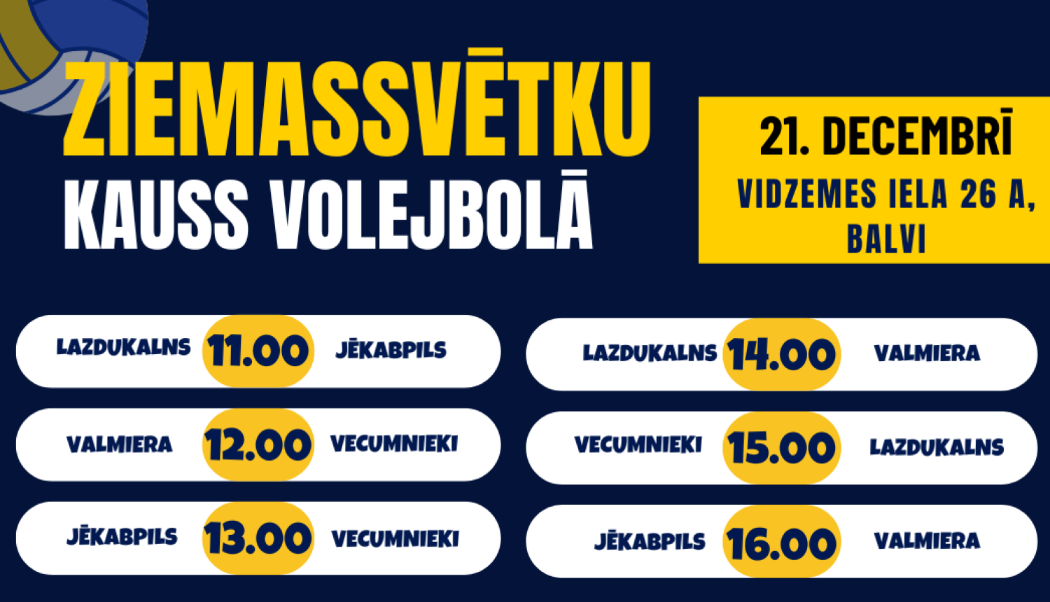 Afiša - Ziemassvētku kauss volejbolā 