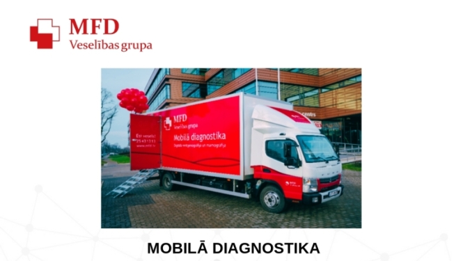Afiša, redzams liels buss.