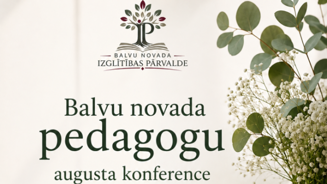 AI radītā afiša par Balvu novada pedagogu augusta konferenci