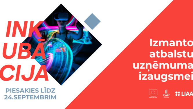 Sarkani balts fons. Tumšā kvadrātā redzams cilvēks ar neona gaismām.