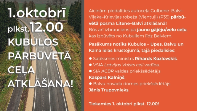 latvijas asfaltēts , afiša par ceļa Litene - Balvi atjaunošanu 