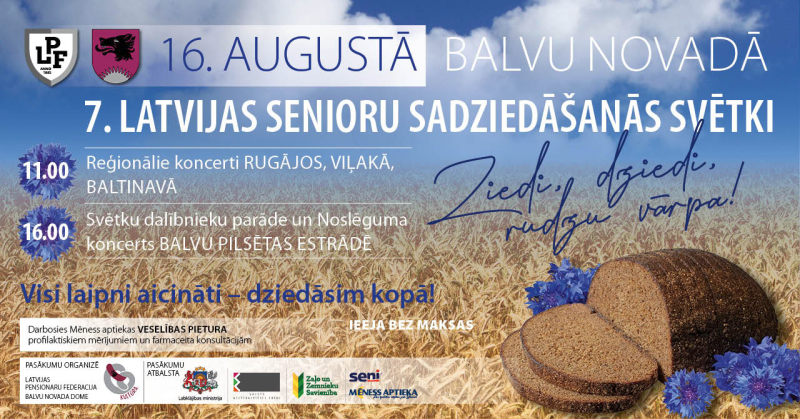 16. augustā Balvu novadā pulcēsies Latvijas Senioru sadziedāšanās svētku dalībnieki