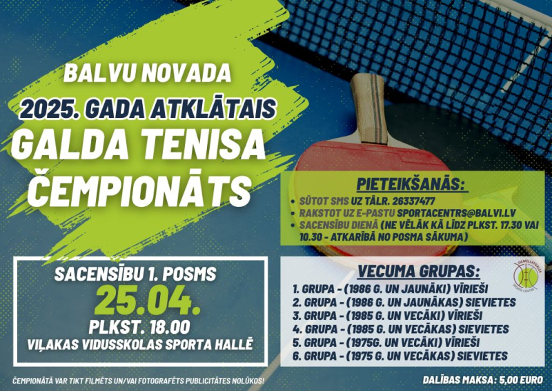 Balvu novada 2025. gada atklātā galda tenisa čempionāta 1. posms