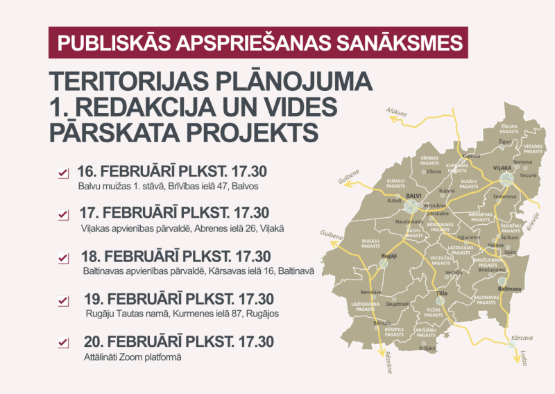 Publisko apspriešanu sanāksmju norises vietas attēlojums