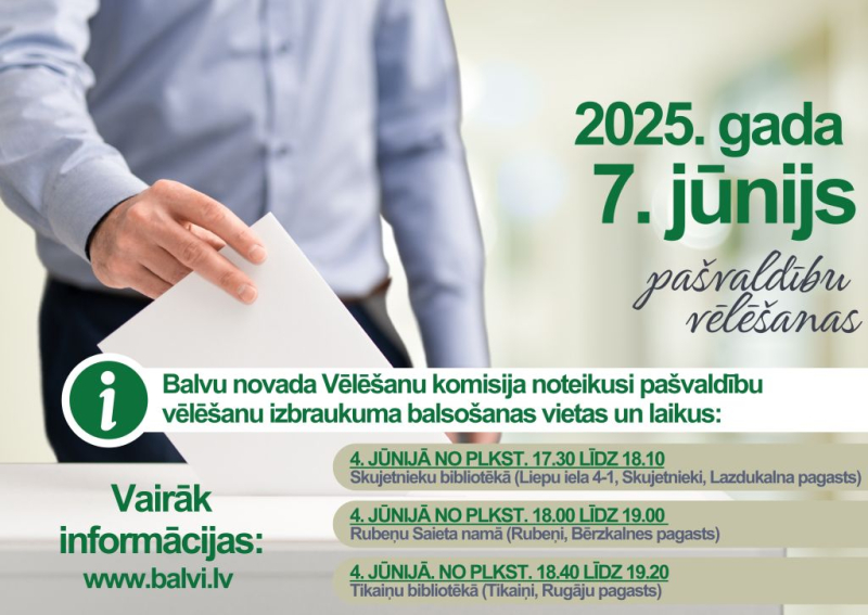 Balvu novada Vēlēšanu komisijas paziņojums par izbraukuma balsošanas organizēšanu 