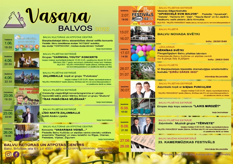 Vasara Balvos 2022 programma