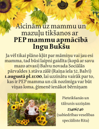 Gaidāma tikšanās ar PEP mammu apmācībā Ingu Bukšu
