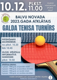 Aicina piedalīties Balvu novada atklātajā galda tenisa turnīrā