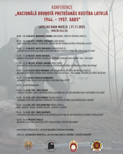 Konferences ''Nacionālā bruņotā pretošanās kustība Latvijā 1944. - 1957. gads'' programma