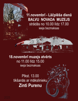 Pasākumi novembrī Balvu Novada muzejā