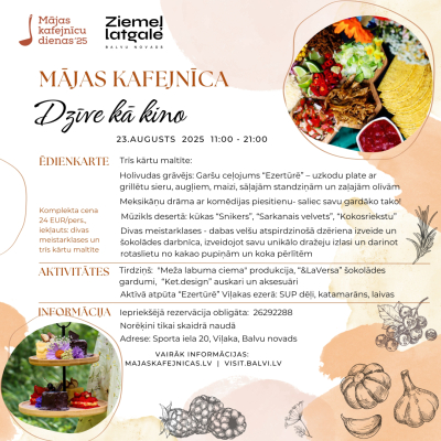 Mājas kafejnīcas ''Dzīve kā kino'' ''Ezertūrē'' programma