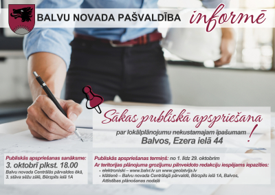 Paziņojums par lokālplānojumu nodošanu publiskajai apspriešanai