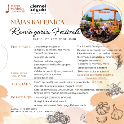 Mājas kafejnīcas ''Rančo garšu Festivāls'' programma