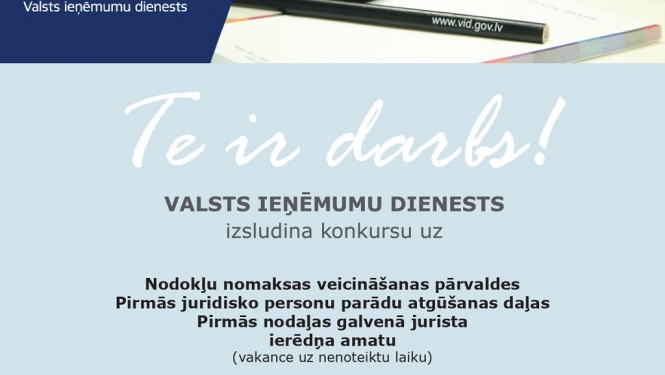 Valsts ieņēmumu dienests izsludina darba vakances