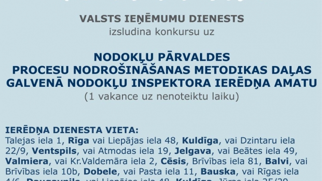 Valsts ieņēmumu dienests izsludina darba vakanci