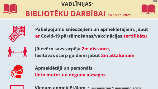 Bibliotēka, pirmdien, 15.novembrī atvērta apmeklētājiem!