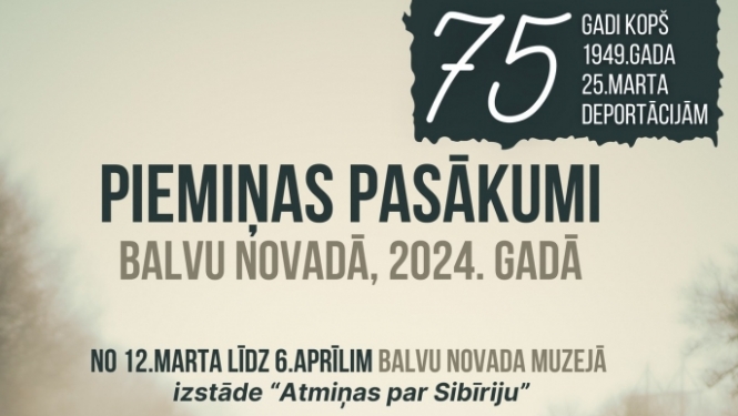 Balvu novadā 25. martā notiks piemiņas pasākumi