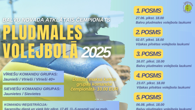 Notiks Balvu novada 2025. gada atklātais čempionāts pludmales volejbolā