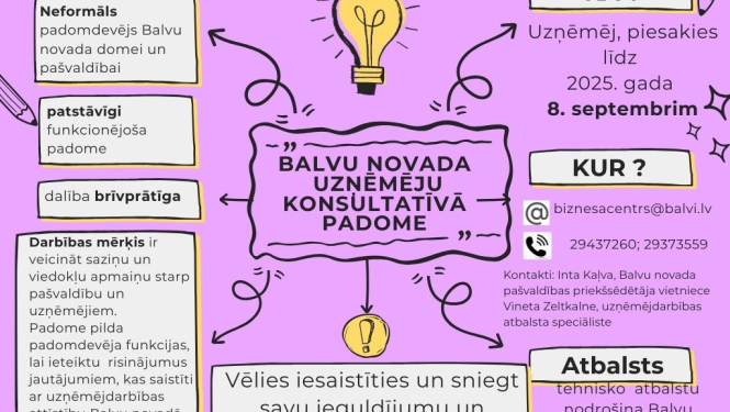 Balvu novada pašvaldība aicina uzņēmējus pieteikties Balvu novada Uzņēmēju konsultatīvajā padomē