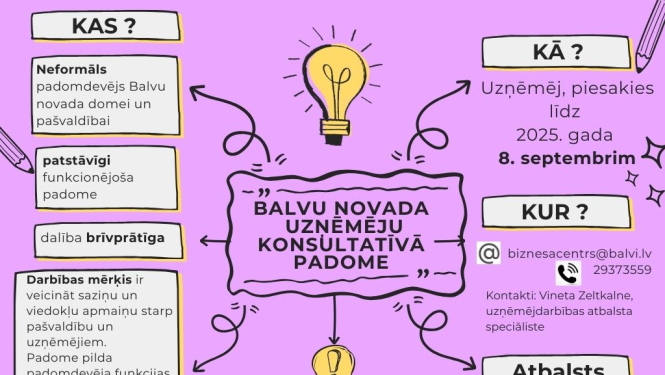 Balvu novada pašvaldības novada vadība aicina uzņēmējus pieteikties Balvu novada Uzņēmēju konsultatīvajā padomē