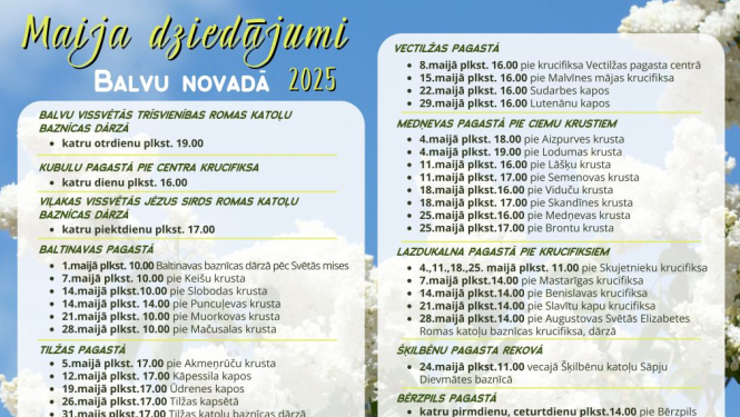 Maija dziedājumi Balvu novadā 2025.gadā