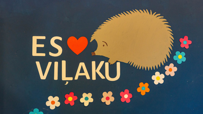 Uzraksts ''Es mīlu Viļaku''