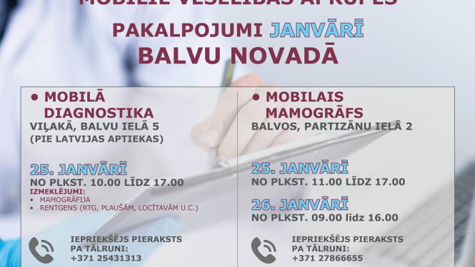 Mobilie veselības aprūpes pakalpojumi Balvos janvārī