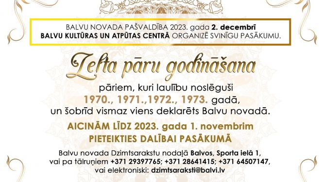 Aicinājums Zelta pāru godināšanai