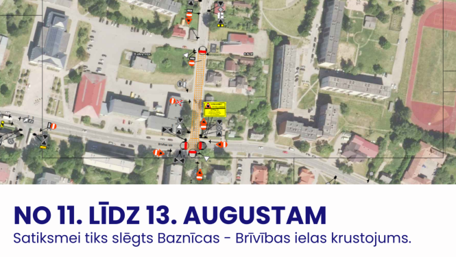 Satiksmes ierobežojumi Baznīcas - Brīvības ielas krustojumā
