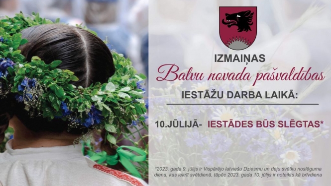 Izmaiņas pašvaldības iestāžu darba laikā